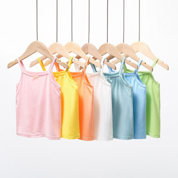 Καλοκαιρινό παιδικό γιλέκο για αγόρια και κορίτσια μονόχρωμο μωρό Αμάνικο μπλουζάκι γιλέκα Βαμβακερά μπλουζάκια 4 6 8 10 12 ετών