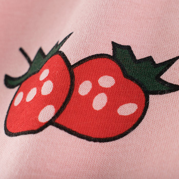 2-8T тениска с принт на ягоди, тениска за момичета, дрехи за малки деца, памучна тениска с къс ръкав, лятна горна тениска, сладко детско облекло