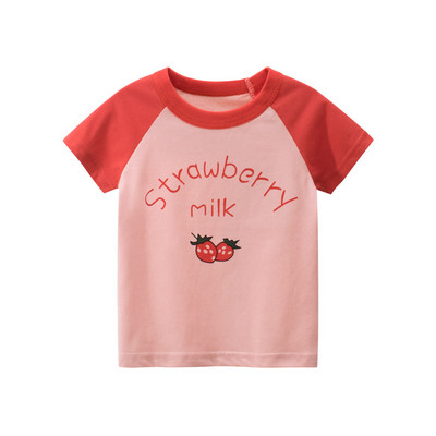 Cute girls T-shirt 2021 New Summer Strawberry Print Βαμβακερά παιδικά κοντομάνικα Top Βρεφικά ρούχα κοριτσίστικα παιδικά μπλουζάκια 2-8 ετών