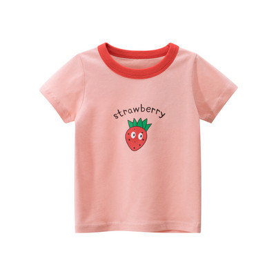 Cute girls T-shirt 2021 New Summer Strawberry Print Βαμβακερά παιδικά κοντομάνικα Top Βρεφικά ρούχα κοριτσίστικα παιδικά μπλουζάκια 2-8 ετών