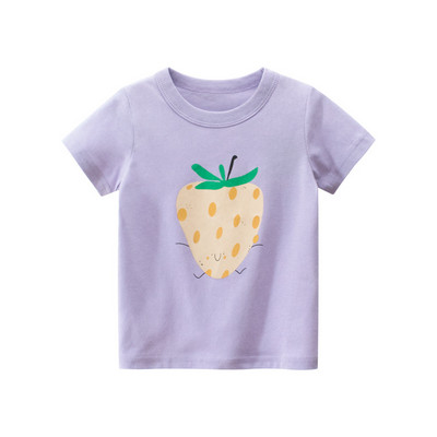 Cute girls T-shirt 2021 New Summer Strawberry Print Βαμβακερά παιδικά κοντομάνικα Top Βρεφικά ρούχα κοριτσίστικα παιδικά μπλουζάκια 2-8 ετών