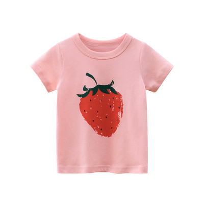 Cute girls T-shirt 2021 New Summer Strawberry Print Βαμβακερά παιδικά κοντομάνικα Top Βρεφικά ρούχα κοριτσίστικα παιδικά μπλουζάκια 2-8 ετών