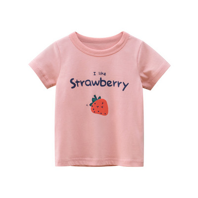 Cute girls T-shirt 2021 New Summer Strawberry Print Βαμβακερά παιδικά κοντομάνικα Top Βρεφικά ρούχα κοριτσίστικα παιδικά μπλουζάκια 2-8 ετών