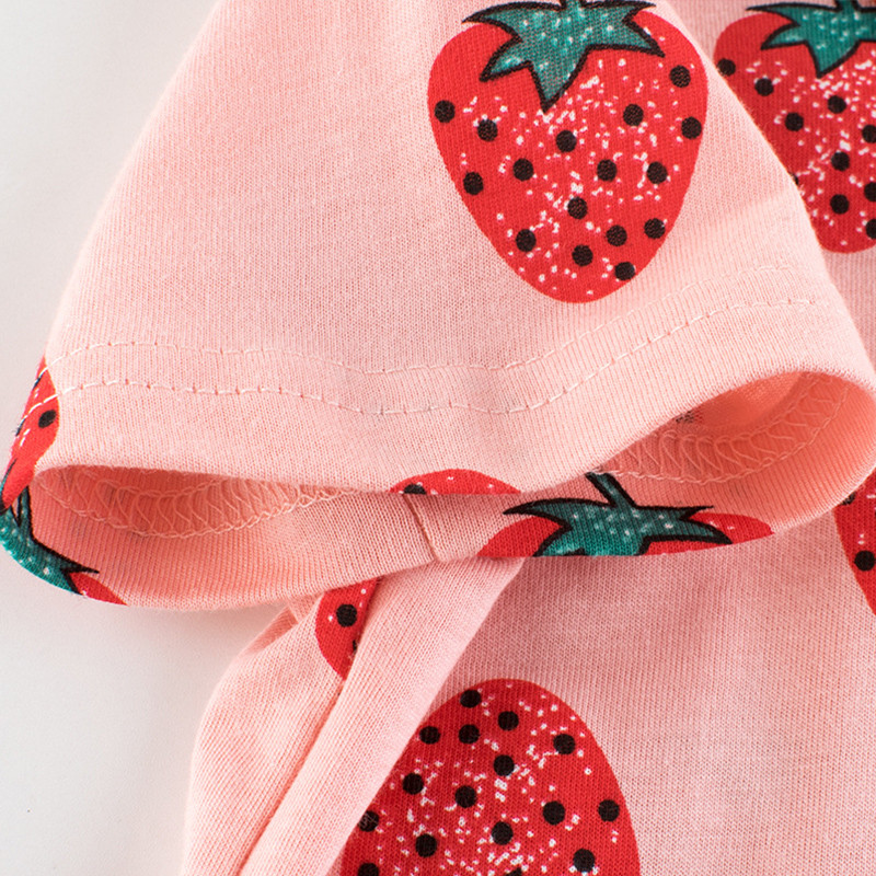 Cute girls T-shirt 2021 New Summer Strawberry Print Βαμβακερά παιδικά κοντομάνικα Top Βρεφικά ρούχα κοριτσίστικα παιδικά μπλουζάκια 2-8 ετών
