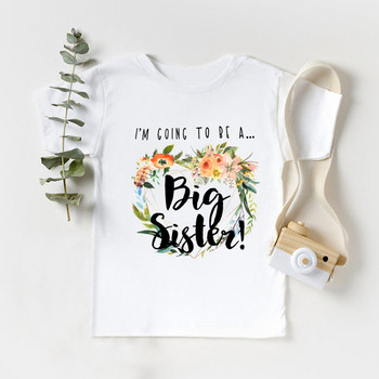Повишават ме в Big Sister 2022 Детски тениски с принт Момичета Забавни бебешки дрехи Детска тениска с обявления Сладки детски горнища