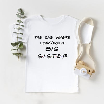 Повишават ме в Big Sister 2022 Детски тениски с принт Момичета Забавни бебешки дрехи Детска тениска с обявления Сладки детски горнища