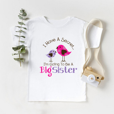 Повишават ме в Big Sister 2022 Детски тениски с принт Момичета Забавни бебешки дрехи Детска тениска с обявления Сладки детски горнища