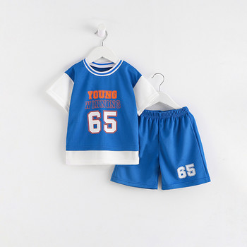 3 4 5 6 7 години Комплекти дрехи за момчета Летен дишащ анцуг Моден детски спортен комплект от две части Тениска + къси панталони Костюми