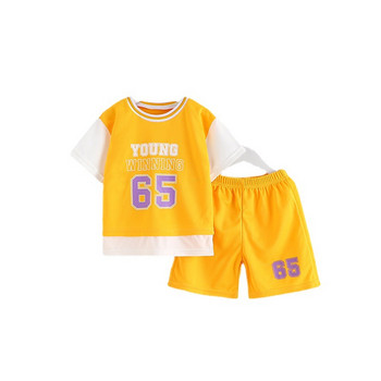 3 4 5 6 7 години Комплекти дрехи за момчета Летен дишащ анцуг Моден детски спортен комплект от две части Тениска + къси панталони Костюми