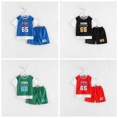 3 4 5 6 7 χρονών Αγόρια Ρούχα Σετ Καλοκαιρινή αναπνεύσιμη φόρμα Μόδα Παιδικά Αθλητικά Σετ Μπλουζάκι δύο τεμαχίων + Σορτς Κοστούμια