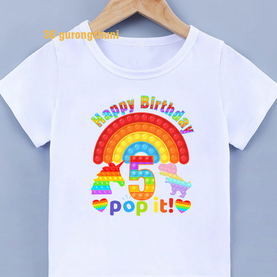 3 4 5 6 year old Birthday T Shirt Girls Clothes Popit Fidget Children T-shirt Pop It Graphic T Shirts Kids Clothes Boys clothing