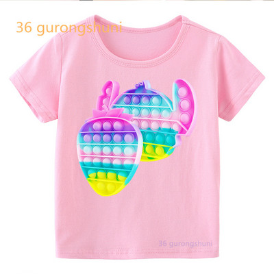 Vtipné detské tričko pre chlapcov Pop it ružové dievčenské oblečenie pop hamburger tričko dievčenské hranolky potlačené tričko zmrzlina kawaii tričko