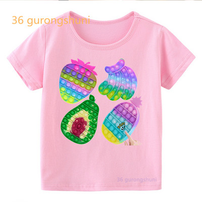 Vtipné detské tričko pre chlapcov Pop it ružové dievčenské oblečenie pop hamburger tričko dievčenské hranolky potlačené tričko zmrzlina kawaii tričko