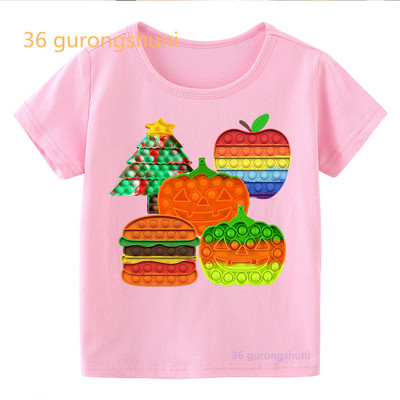 Vtipné detské tričko pre chlapcov Pop it ružové dievčenské oblečenie pop hamburger tričko dievčenské hranolky potlačené tričko zmrzlina kawaii tričko