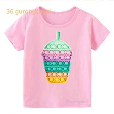 Vtipné detské tričko pre chlapcov Pop it ružové dievčenské oblečenie pop hamburger tričko dievčenské hranolky potlačené tričko zmrzlina kawaii tričko