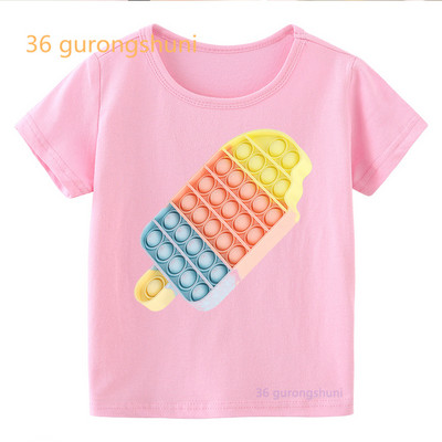 Vtipné detské tričko pre chlapcov Pop it ružové dievčenské oblečenie pop hamburger tričko dievčenské hranolky potlačené tričko zmrzlina kawaii tričko