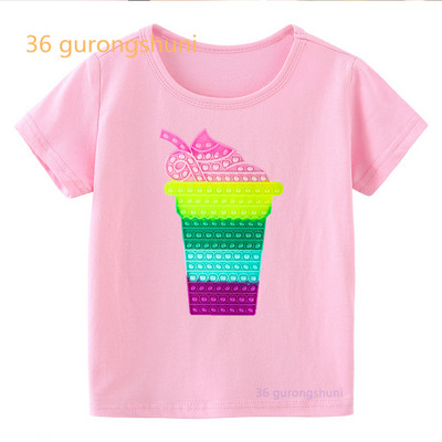 Vtipné detské tričko pre chlapcov Pop it ružové dievčenské oblečenie pop hamburger tričko dievčenské hranolky potlačené tričko zmrzlina kawaii tričko