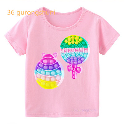 Vtipné detské tričko pre chlapcov Pop it ružové dievčenské oblečenie pop hamburger tričko dievčenské hranolky potlačené tričko zmrzlina kawaii tričko