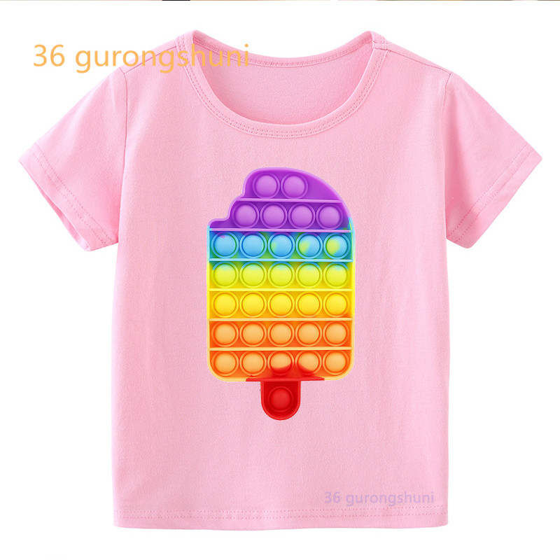 Vtipné detské tričko pre chlapcov Pop it ružové dievčenské oblečenie pop hamburger tričko dievčenské hranolky potlačené tričko zmrzlina kawaii tričko