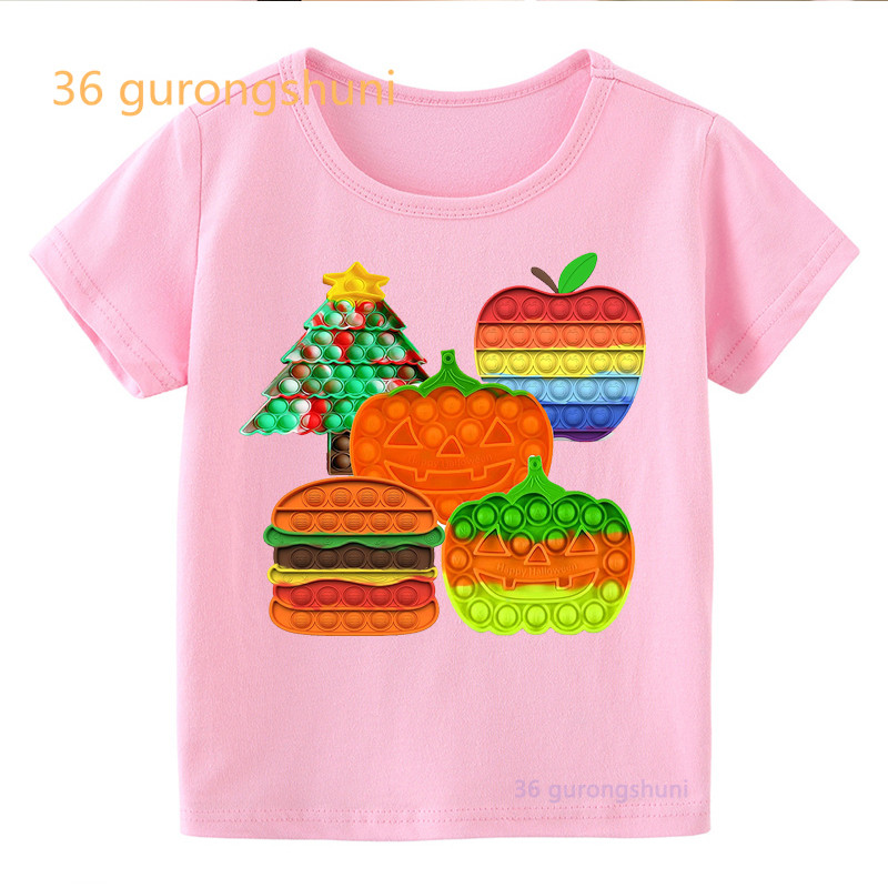 Vtipné detské tričko pre chlapcov Pop it ružové dievčenské oblečenie pop hamburger tričko dievčenské hranolky potlačené tričko zmrzlina kawaii tričko