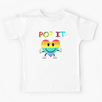 тениска със забавни карикатури за дрехи за момичета Поп детски дрехи тениска момиче момчета Pop it Icecream графични тениски It Kids T-Shirt