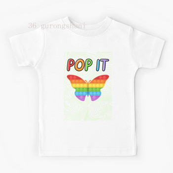 тениска със забавни карикатури за дрехи за момичета Поп детски дрехи тениска момиче момчета Pop it Icecream графични тениски It Kids T-Shirt