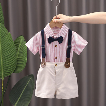 Летен костюм за момчета Памучна риза с къси ръкави Комплект от 2 части Детско облекло 1-5 години