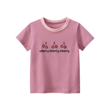 Нова тениска Лятна памучна щампа с карикатури Детска горнишка с къси ръкави Дрехи за момичета Детска тениска 2-8 години