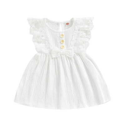 ma&baby 0-24M Haljina za djevojčice s volanima i čipkastom mašnom A kroja za djevojčice, ljetne haljine za djevojčice princeze D01