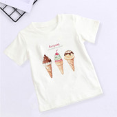 Летни детски дрехи Kawaii Unisex Ice Cream World Printed Cartoon Тениска Бебешки дрехи за момче 2 3 4 5 6 7 8 9 години Тениски за момичета
