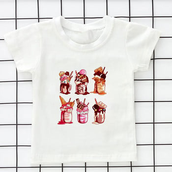 Летни детски дрехи Kawaii Unisex Ice Cream World Printed Cartoon Тениска Бебешки дрехи за момче 2 3 4 5 6 7 8 9 години Тениски за момичета