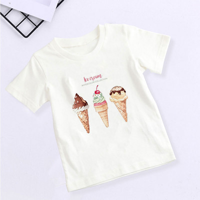 Summer Kids Clothes Kawaii Unisex Ice Cream World Printed Cartoon T Shirt Baby Boy Clothing 2 3 4 5 6 7 8 9 Years Girls T Shirts