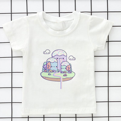 Летни детски дрехи Kawaii Unisex Ice Cream World Printed Cartoon Тениска Бебешки дрехи за момче 2 3 4 5 6 7 8 9 години Тениски за момичета