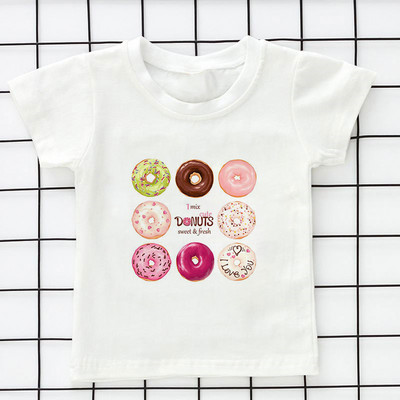 Летни детски дрехи Kawaii Unisex Ice Cream World Printed Cartoon Тениска Бебешки дрехи за момче 2 3 4 5 6 7 8 9 години Тениски за момичета