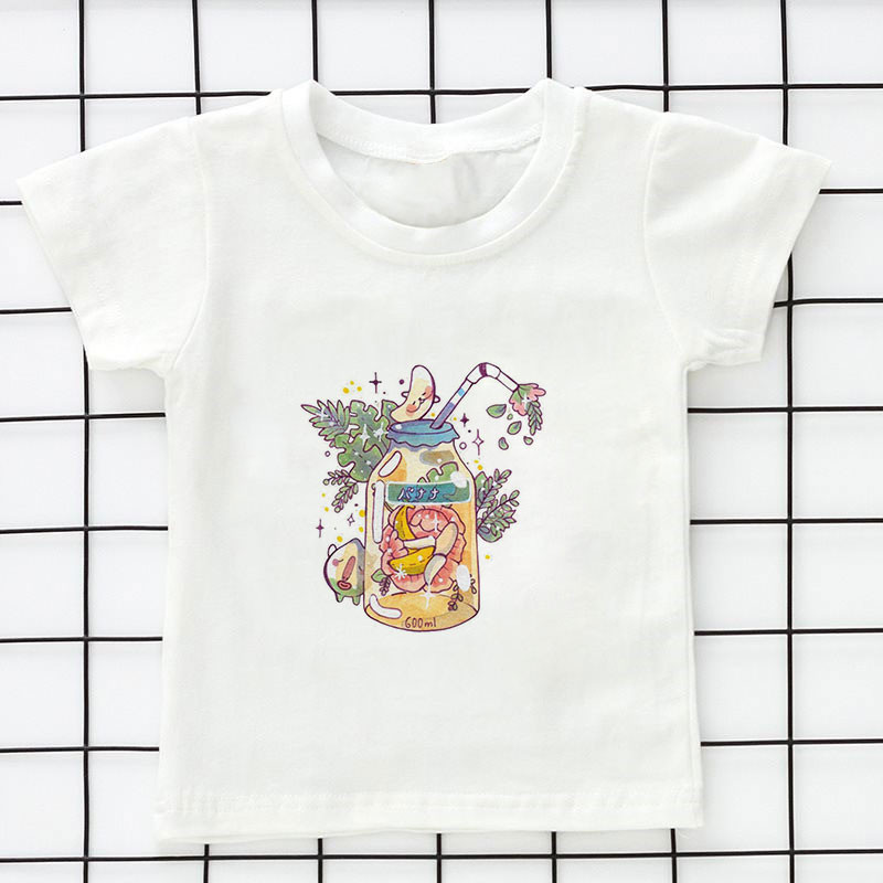 Καλοκαιρινά Παιδικά Ρούχα Kawaii Unisex Παγωτό Κόσμος εμπριμέ καρτούν Μπλουζάκι Βρεφικά ρούχα 2 3 4 5 6 7 8 9 χρονών Κορίτσια μπλουζάκια