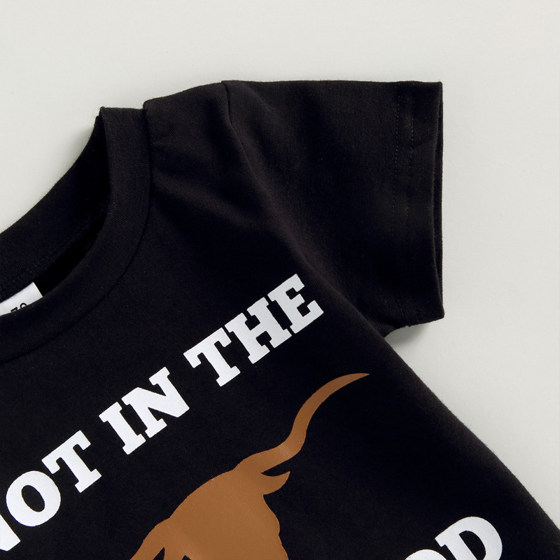 Citgeett Ljetno odijelo s hlačama za dječake, kratki rukavi, majice s printom slova + kratke hlače s uzicom