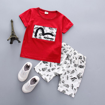 2022 ново лятно облекло за момчета Детски горнища Тениска + комплекти шорти Детски ежедневни дрехи Сладък бебешки комплект