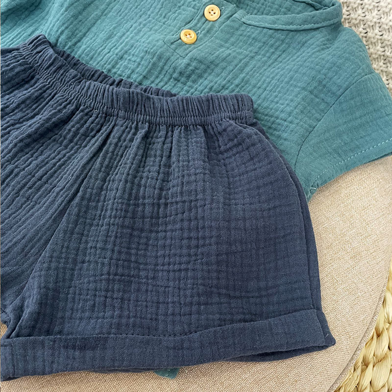 Ljetno odijelo za dječake i djevojčice od 100% pamuka 2022. Nova dječja dječja ležerna prozračna majica kratkih rukava + kratke hlače Kompleti od 2 komada dječje odjeće WT764