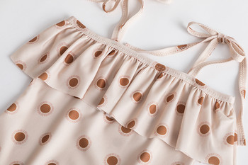 Едногодишен сладък бебешки бански костюм на точки 1-5T Момиче без ръкави с волани Плувно облекло Детски бебешки бикини Бански костюми Детски еднокомпонентен плат