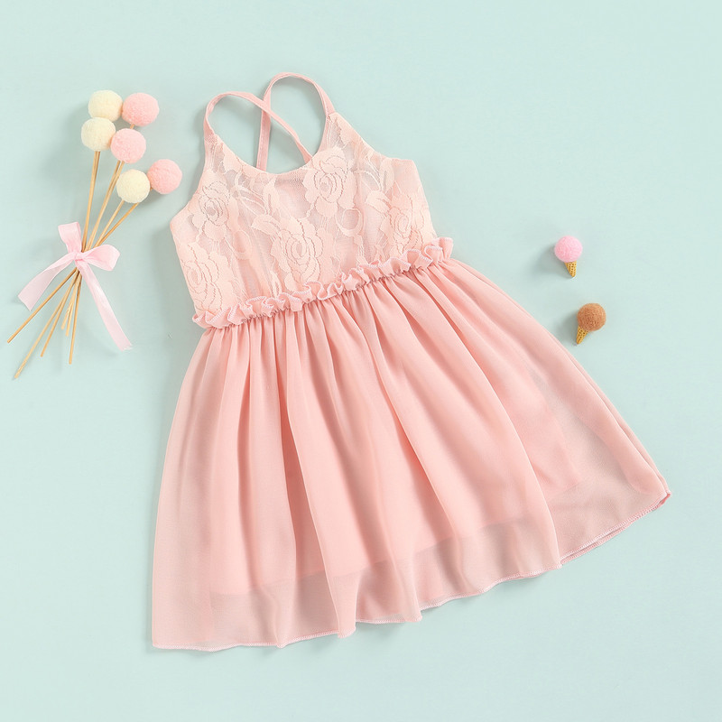 Ma&Baby 0-18M Haljina za djevojčice od čipke i cvijeta od tila A-kroja Haljine za rođendane Odjeća za odmor Ljetni kostim D01