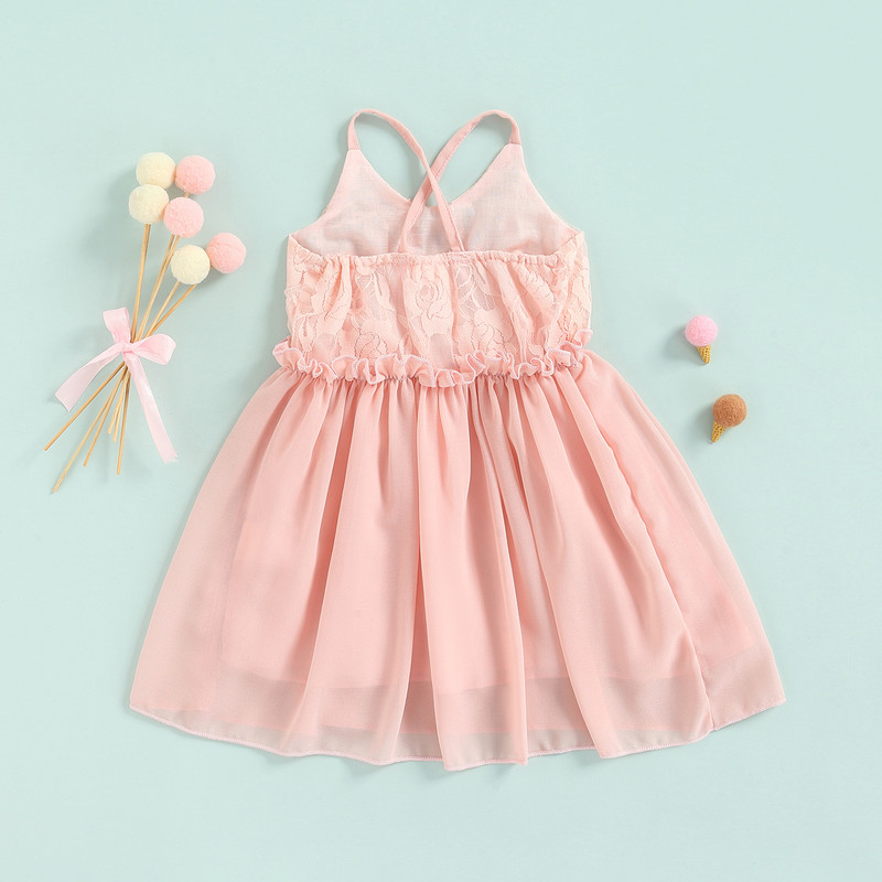 Ma&Baby 0-18M Haljina za djevojčice od čipke i cvijeta od tila A-kroja Haljine za rođendane Odjeća za odmor Ljetni kostim D01