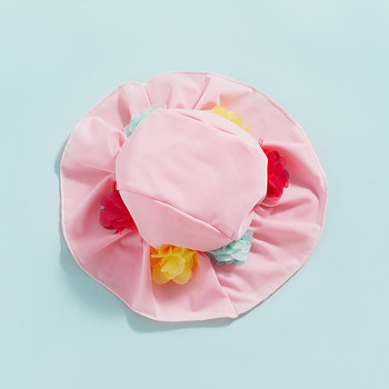 Princess 3D Floral Σετ μπικίνι μαγιό για βρέφη Βρεφικά κοριτσίστικα μαγιό 3 τεμαχίων δεμένα βολάν λαιμού Beahwear Σετ καπέλων ηλίου