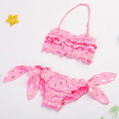 2022. aasta uus suvine laste ujumistrikoo, tüdrukute ruched Solid Wave, ananassimustriga ujumisriided ujumistrikoo bikiinikomplektid купальник для девочки