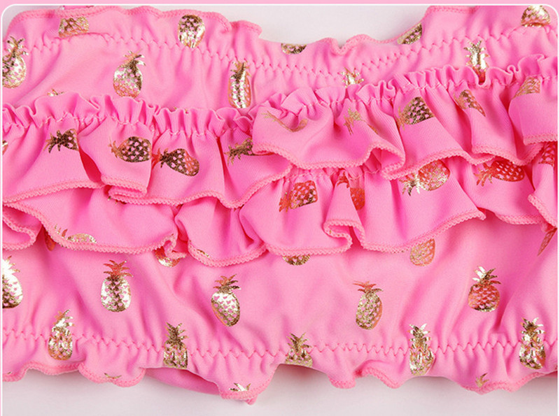 2022. aasta uus suvine laste ujumistrikoo, tüdrukute ruched Solid Wave, ananassimustriga ujumisriided ujumistrikoo bikiinikomplektid купальник для девочки