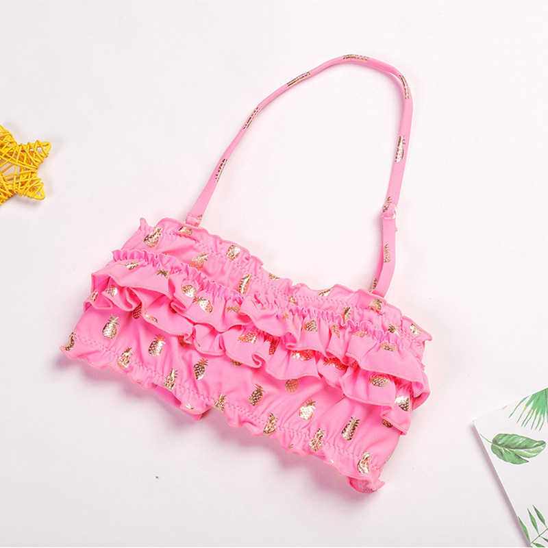 2022. aasta uus suvine laste ujumistrikoo, tüdrukute ruched Solid Wave, ananassimustriga ujumisriided ujumistrikoo bikiinikomplektid купальник для девочки