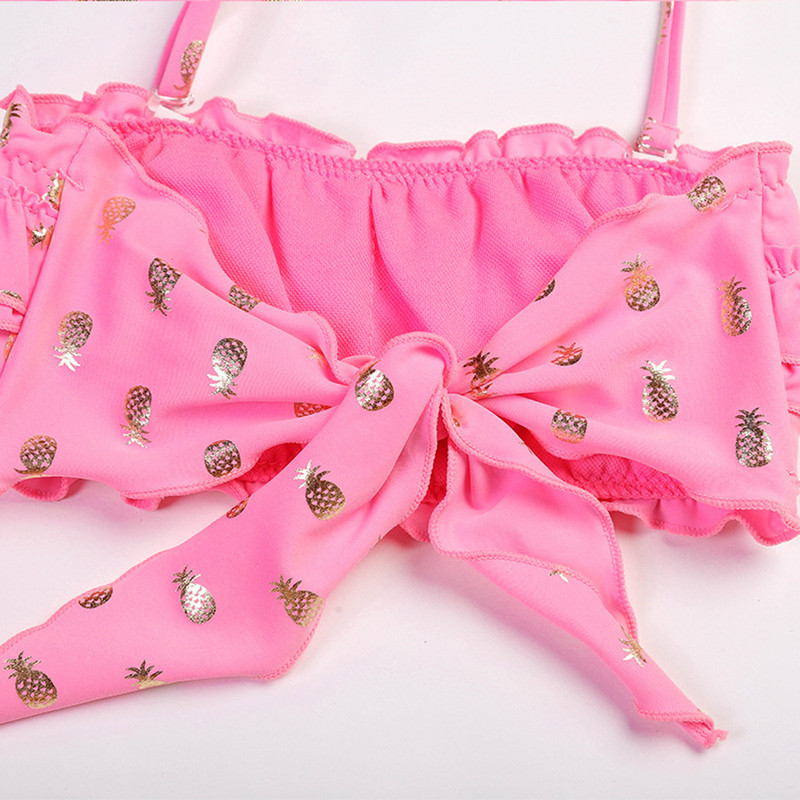2022. aasta uus suvine laste ujumistrikoo, tüdrukute ruched Solid Wave, ananassimustriga ujumisriided ujumistrikoo bikiinikomplektid купальник для девочки
