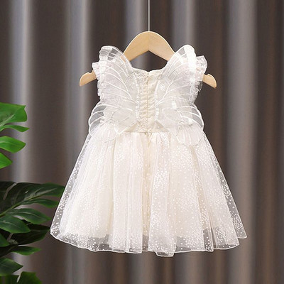Ma&Baby 1-5Y Παιδικό φόρεμα Παιδικό Κοριτσίστικο Φόρεμα Dot Mesh Lace Tutu Φόρεμα με φτερά πεταλούδας Φορέματα γενεθλίων Princess Party Καλοκαιρινό D01