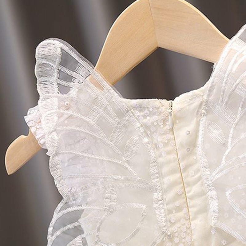 Ma&Baby 1-5 G maziem bērniem, meiteņu kleita ar punktveida sietiņu, mežģīņu kleita ar tauriņa spārniem Princeses dzimšanas dienas kleitas Vasaras D01