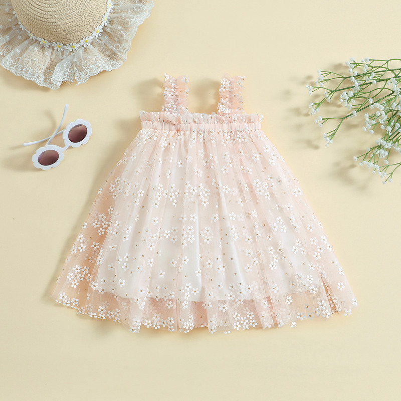 ma&baby 6M-4Y Haljina od tila za malu djecu, dijete, djevojčice, bez rukava, cvjetni print, haljine A-kroja, ljetna odjeća za djevojčice D01