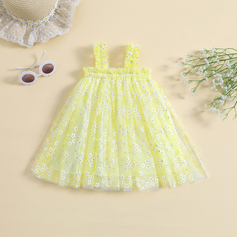 ma&baby 6M-4Y Haljina od tila za malu djecu, dijete, djevojčice, bez rukava, cvjetni print, haljine A-kroja, ljetna odjeća za djevojčice D01